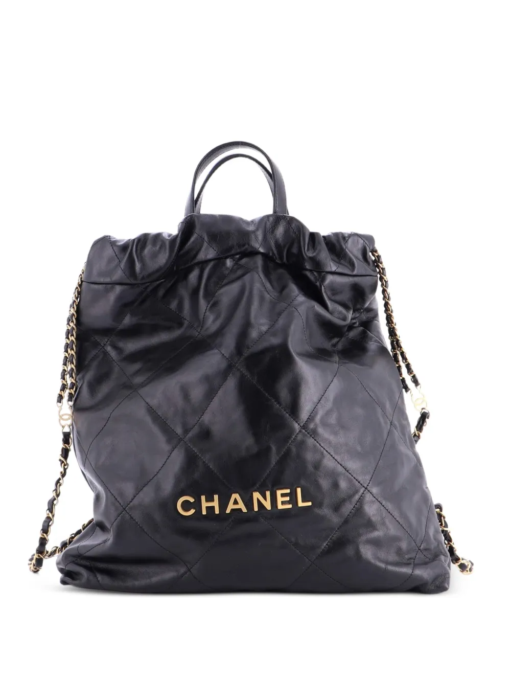 CHANEL Pre-Owned 22 Chain Quilted Calfskin Large backpack - Black