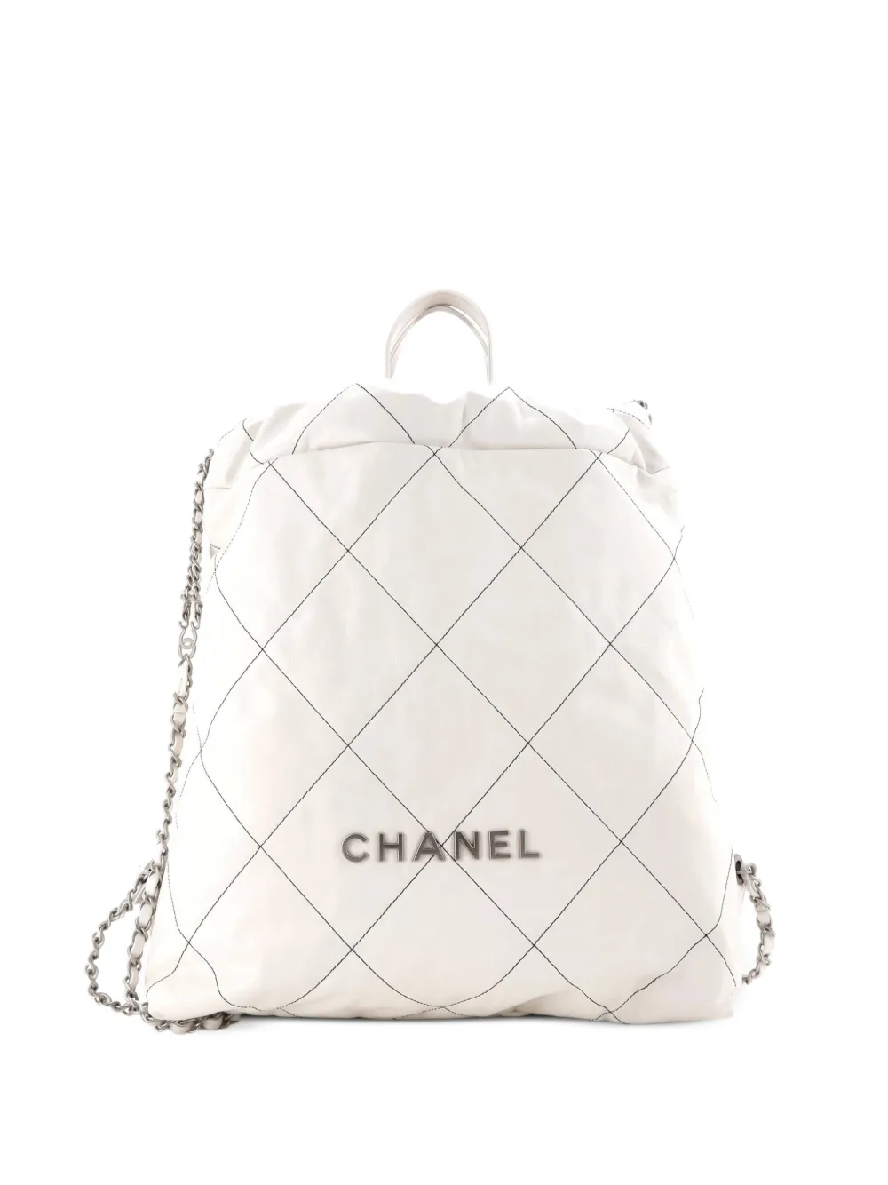 CHANEL Pre-Owned 22 Chain Quilted Calfskin Large backpack - White
