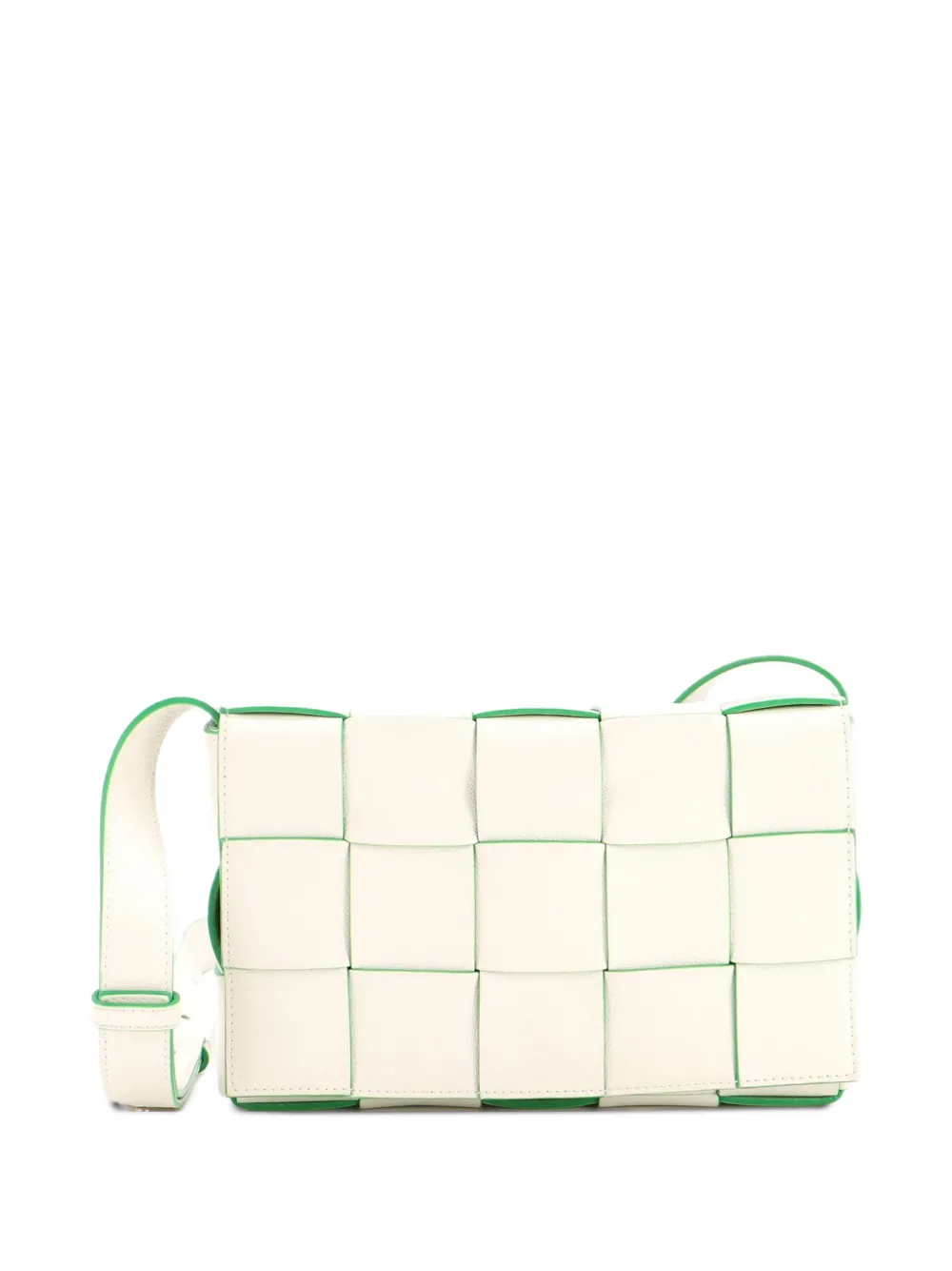 Bottega Veneta Pre-Owned Cassette Maxi Intrecciato Leather Small crossbody bag - Bianco