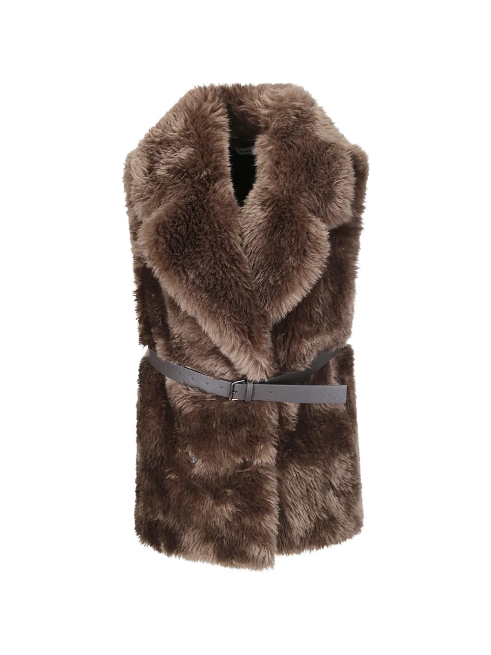 P.A.R.O.S.H. Bodywarmer van imitatiebont met ceintuur Bruin