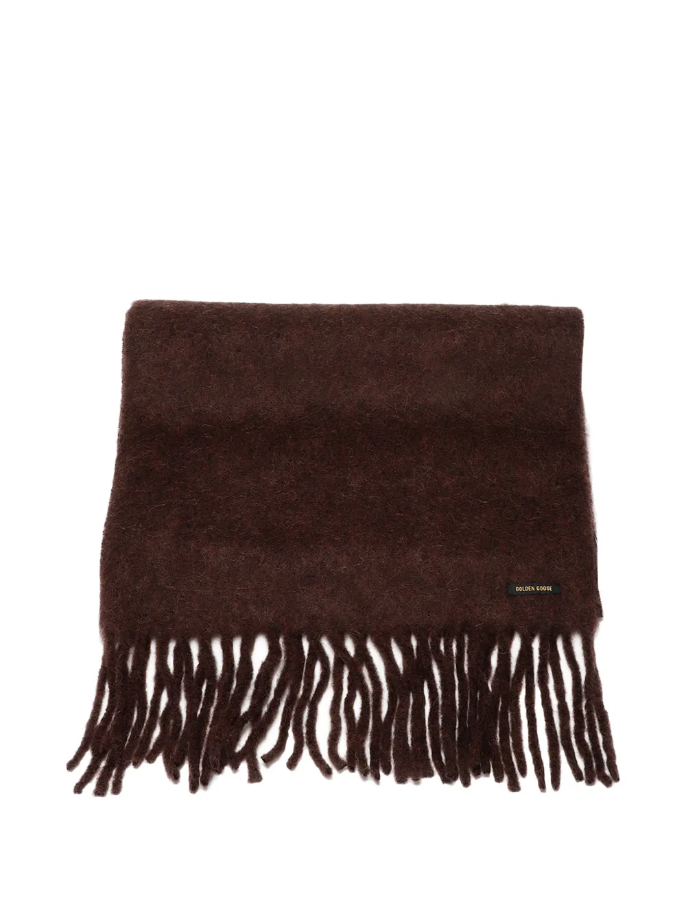 Golden Goose scarf in dark brown alpaca wool with fringe - Marrone
