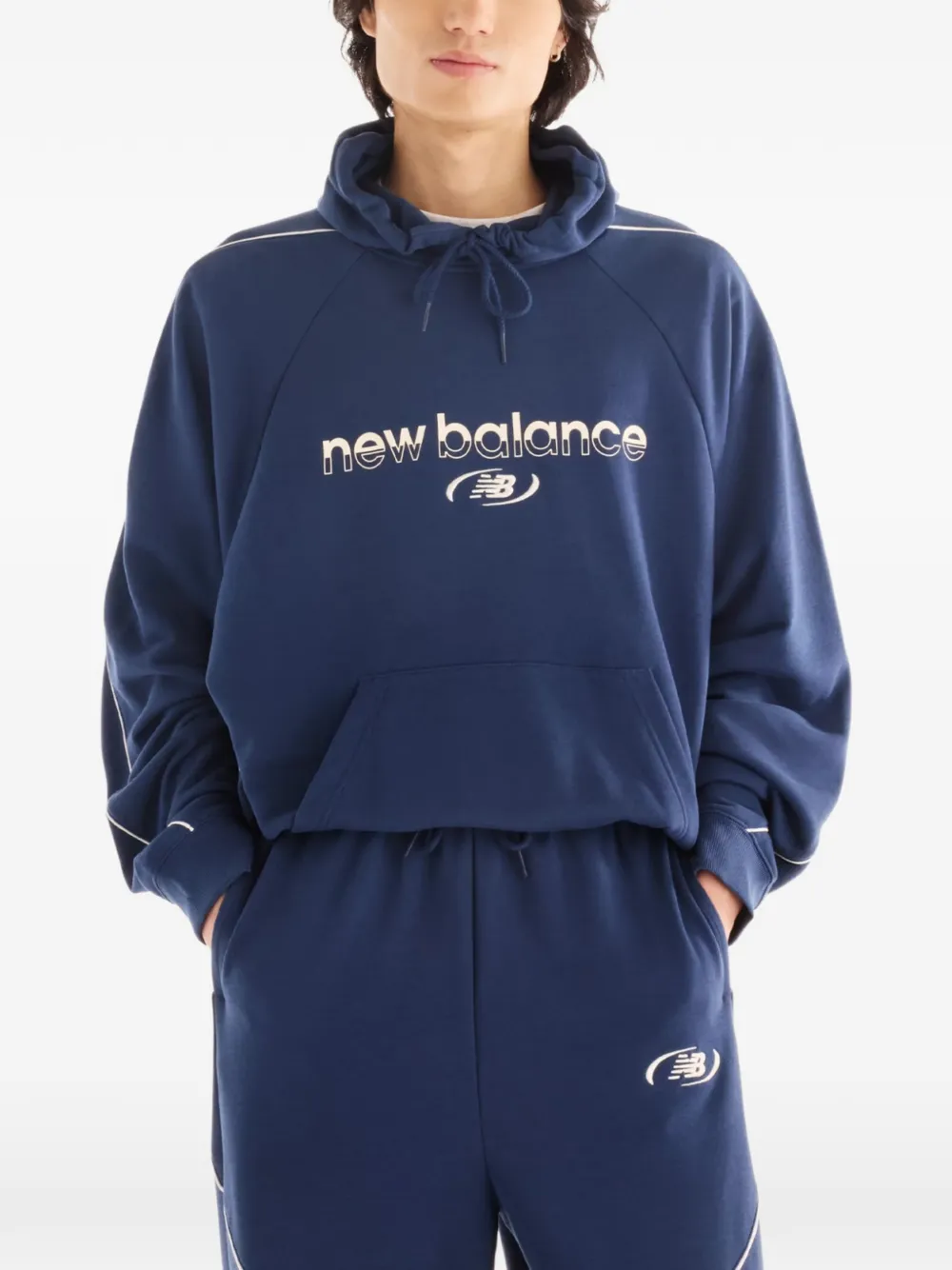 New Balance Trackside french-terry crew hoodie Zwart