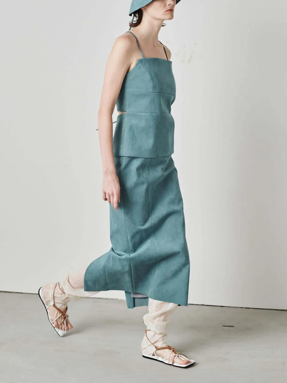 Muller Of Yoshiokubo Saddle straight midi-rok Blauw