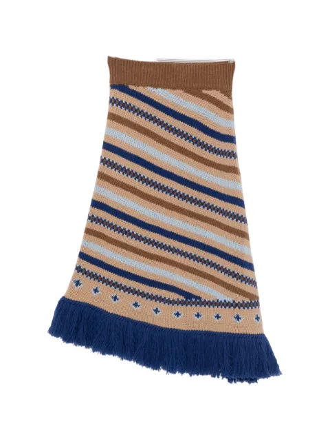 Alanui striped fringed-hem midi skirt