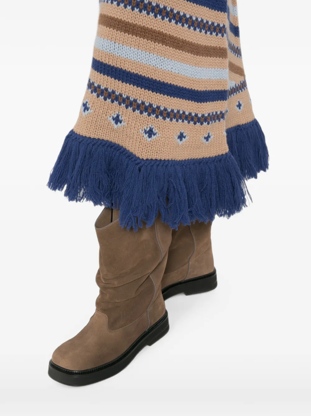 Alanui Gestreepte midi-rok met franje Beige