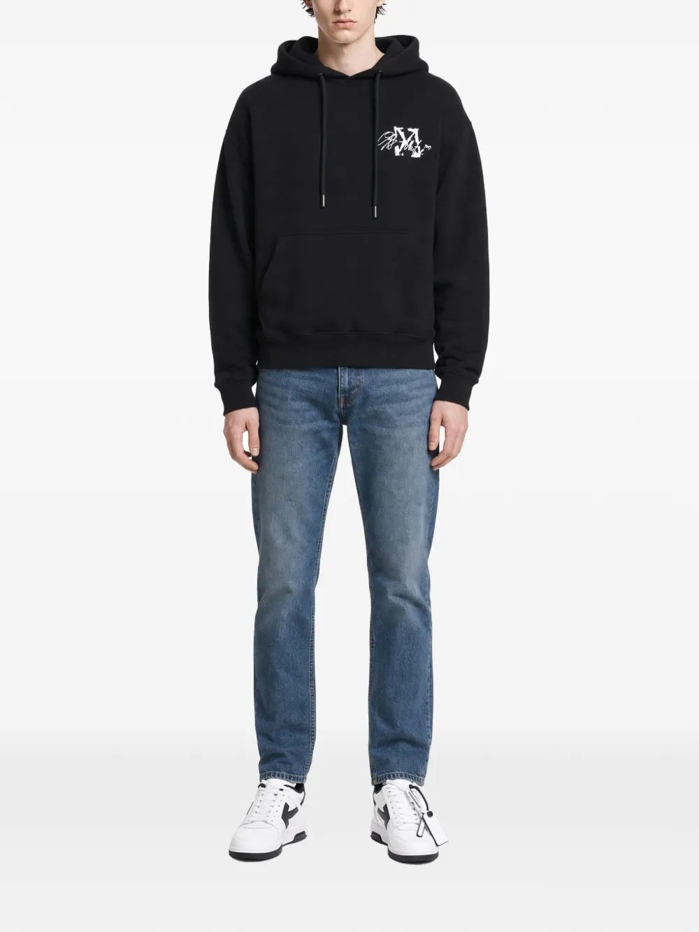 Off-White Hoodie met logoprint en trekkoord Zwart