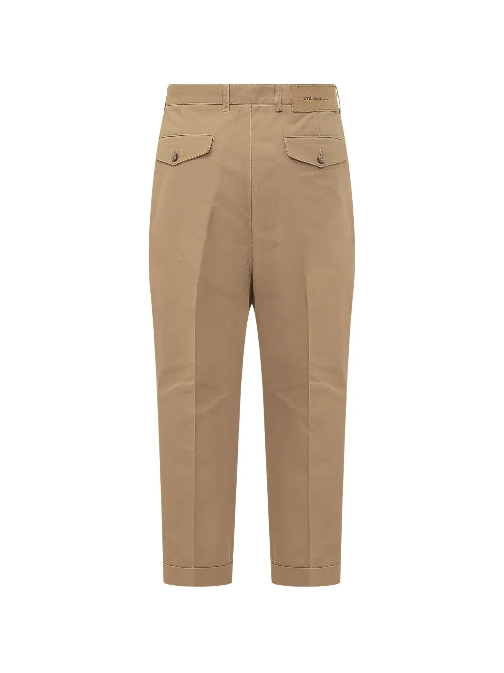 AMI Paris Geplooide broek met omgeslagen pijpen Beige