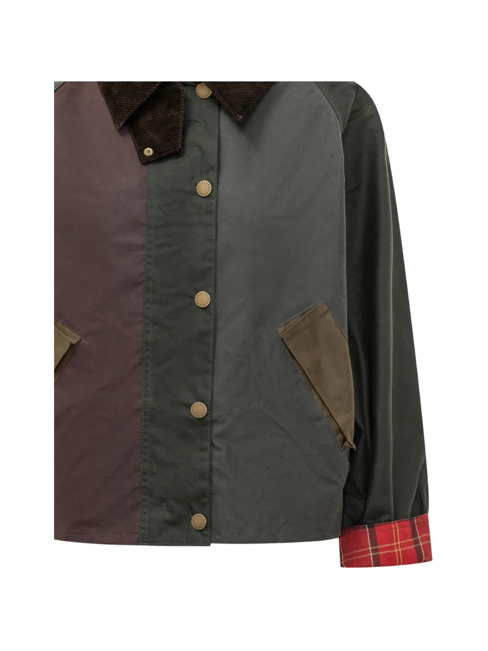 Barbour Gewaxt jack met patchwork Groen