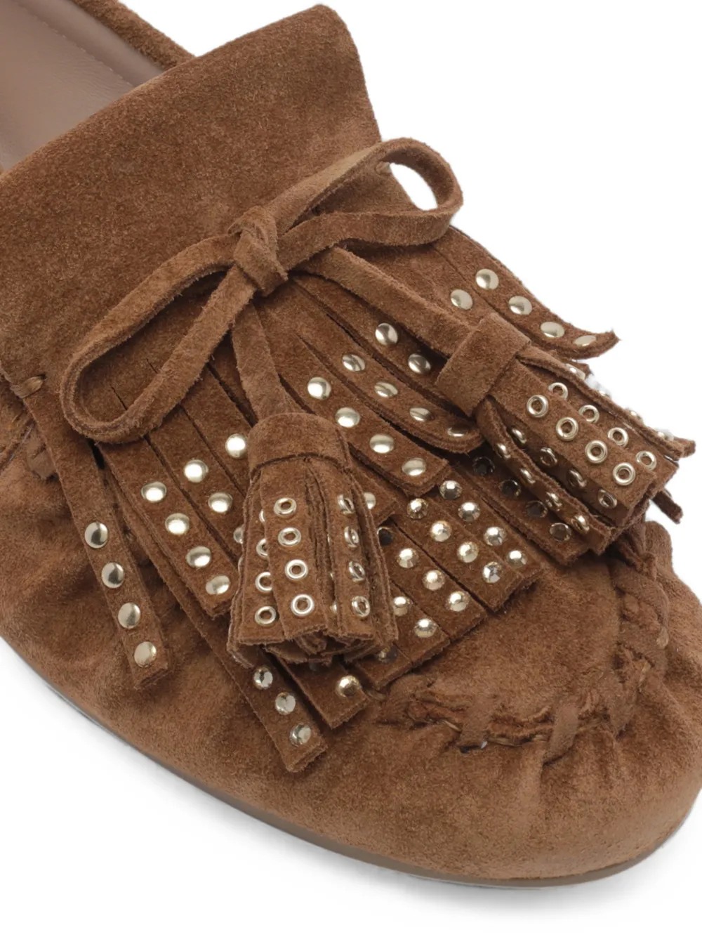 Stuart Weitzman Barry fringed suede loafers Bruin