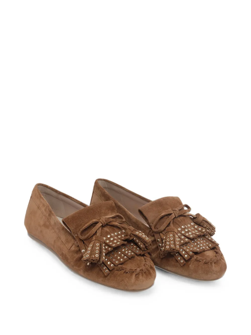 Stuart Weitzman Barry fringed suede loafers Bruin