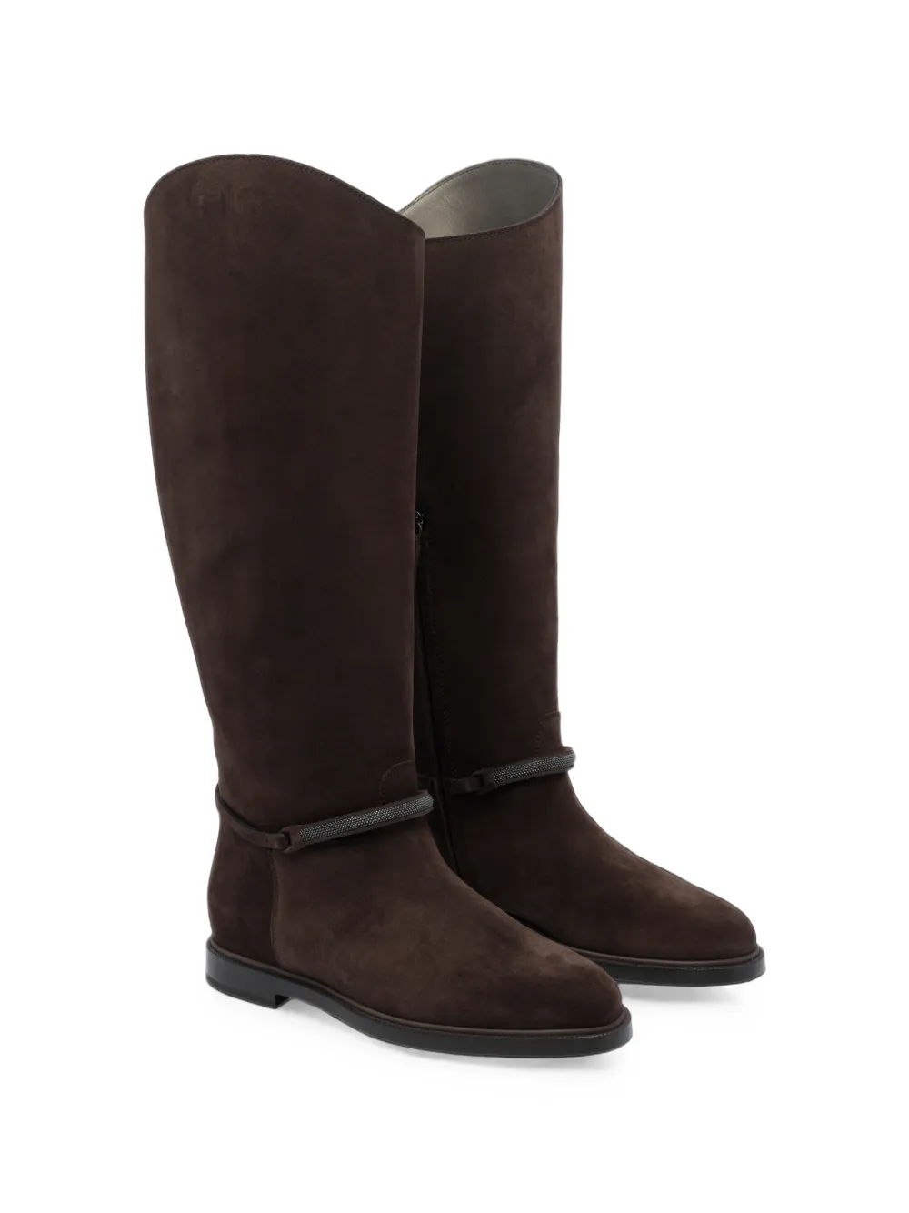 Brunello Cucinelli Monili-embellished suede boots Bruin