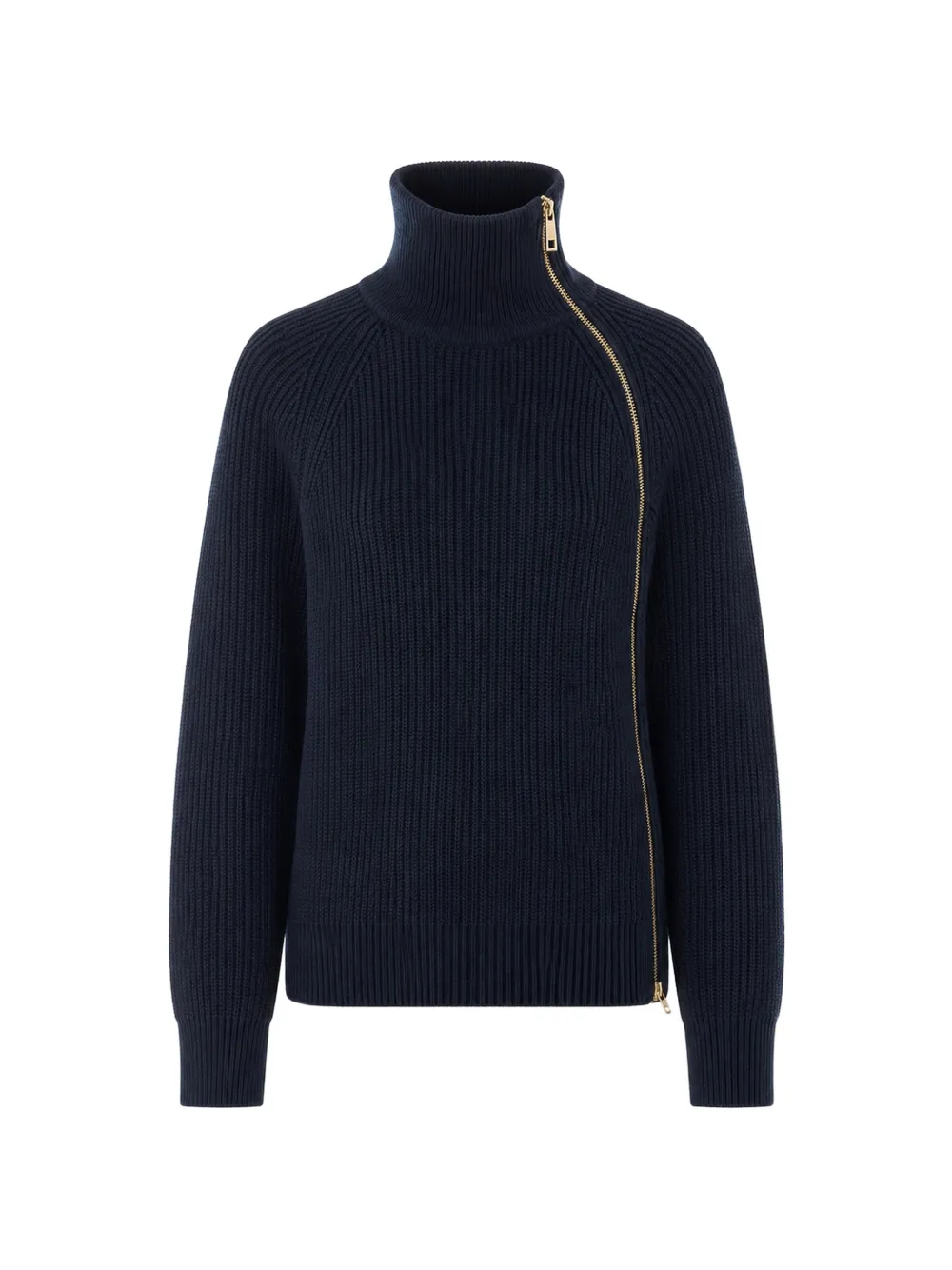 LIU JO asymmetric-zip ribbed-knit sweater - Blu