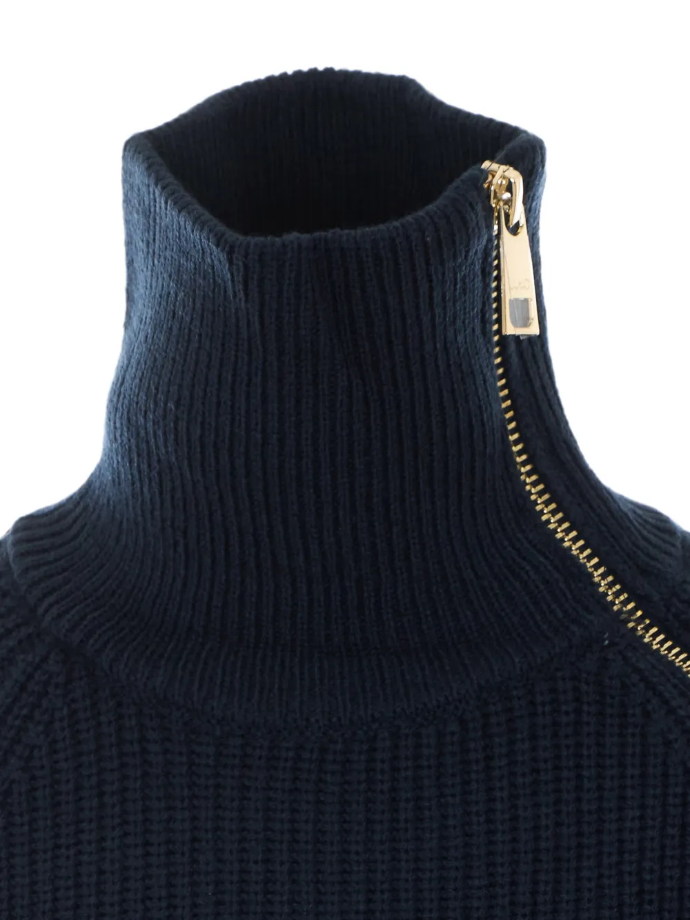 LIU JO Ribgebreide trui met asymmetrische rits Blauw
