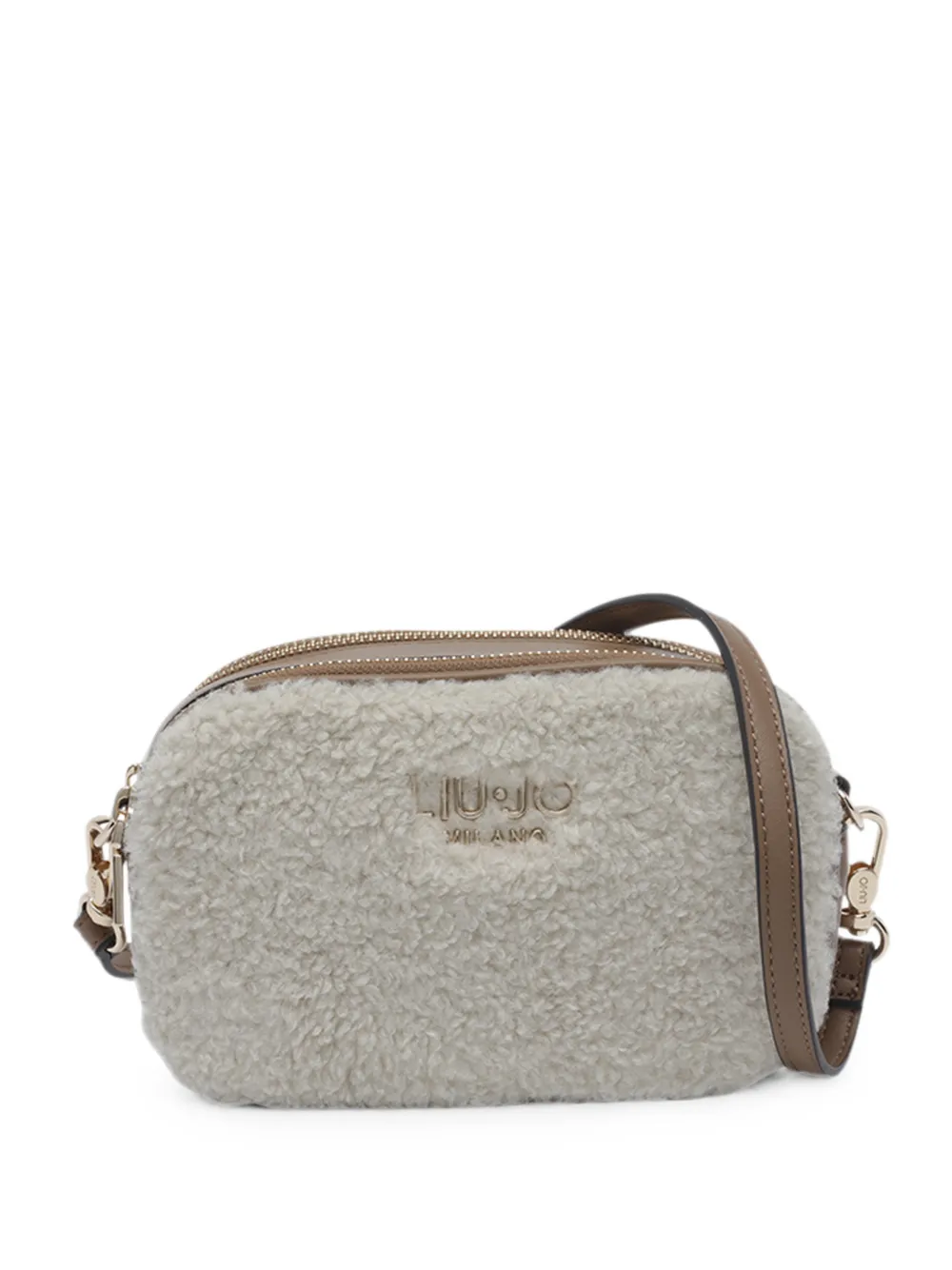 LIU JO shearling-effect shoulder bag - Nude