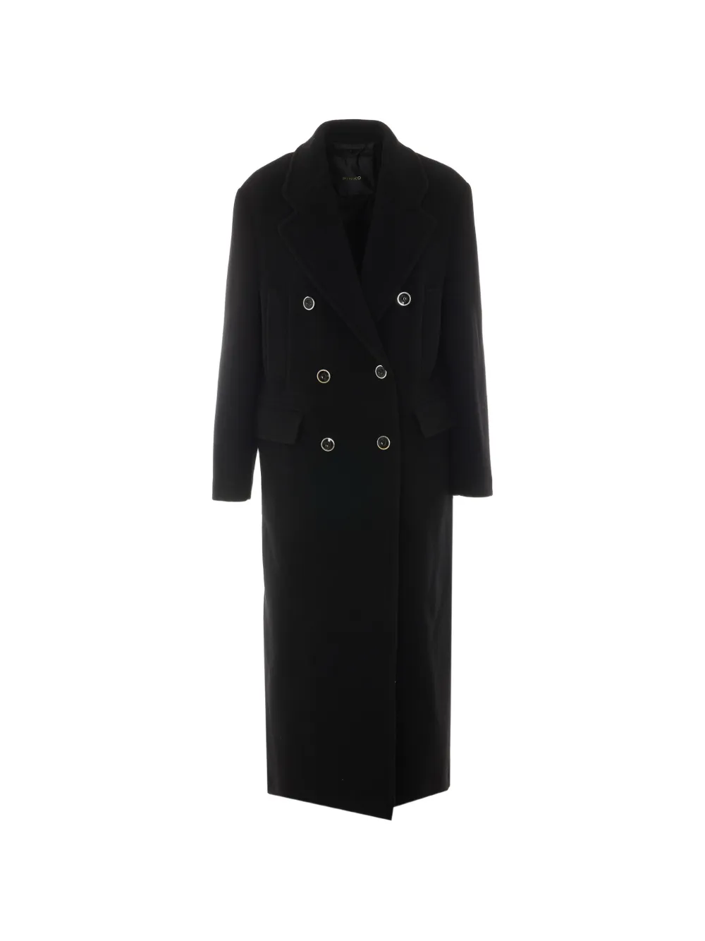 PINKO long double-breasted coat in wool-blend fabric - Schwarz