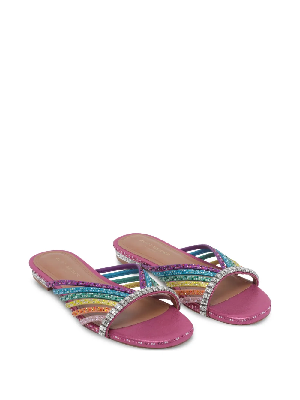Kurt Geiger London crystal strap flat mules Roze