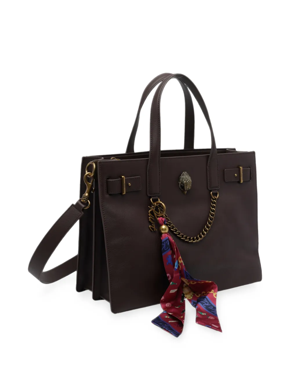 Kurt Geiger London Shopper met sjaaldetail en adelaar-plakkaat Bruin