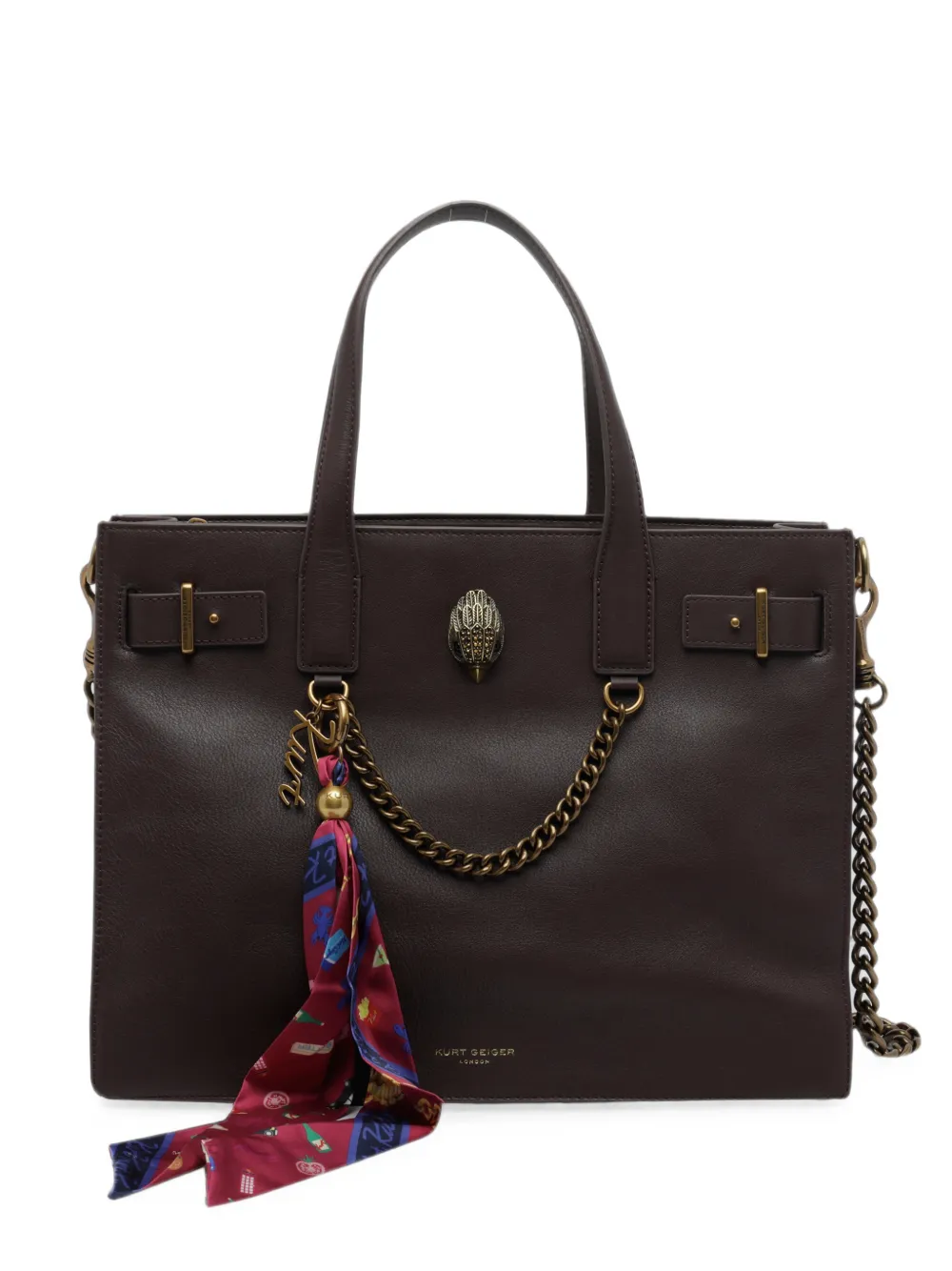 Kurt Geiger London eagle-plaque scarf-detail tote bag - Marrone