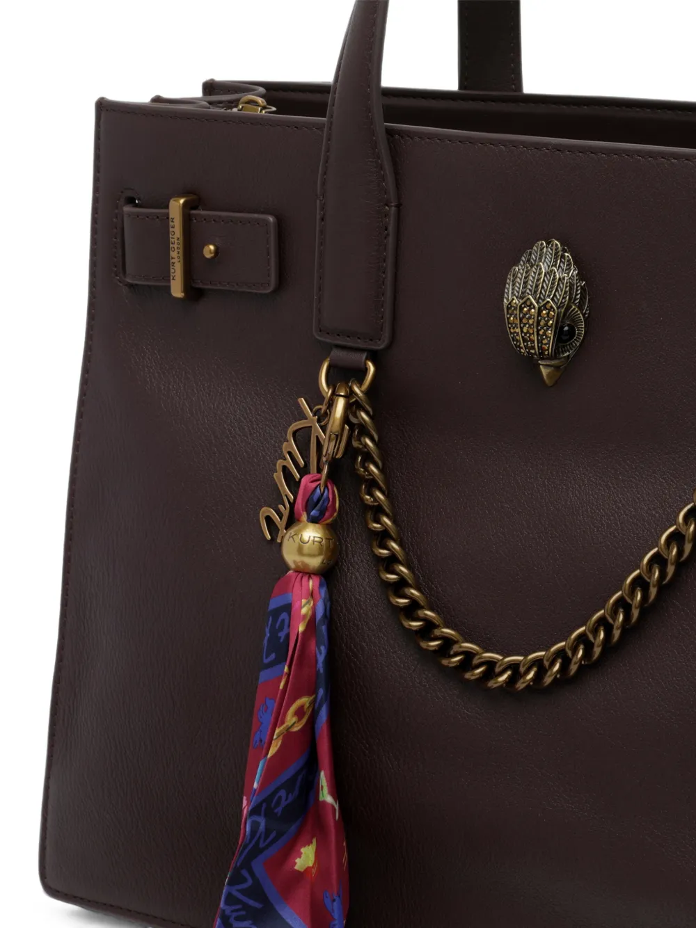 Kurt Geiger London Shopper met sjaaldetail en adelaar-plakkaat Bruin