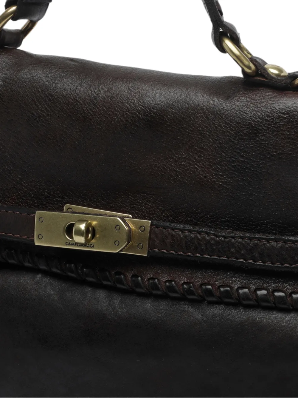 Campomaggi Ginevra leren schoudertas met stiksels Bruin