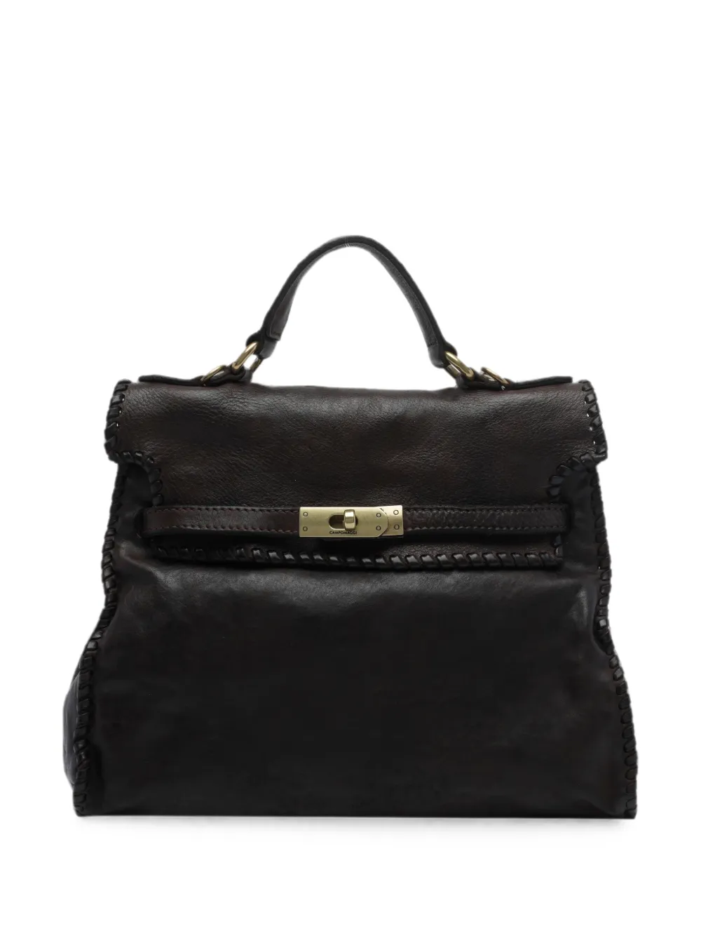 Campomaggi Ginevra whipstitch-trim leather shoulder bag