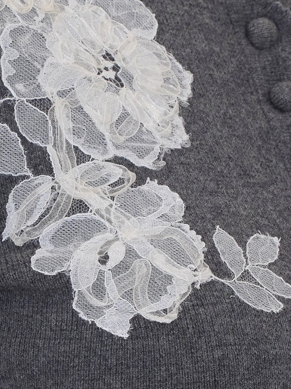 Self-Portrait lace-appliqué scalloped cardigan Grijs