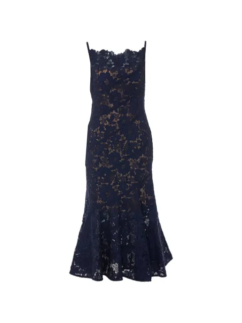 Self-Portrait navy spiral laced midi dress