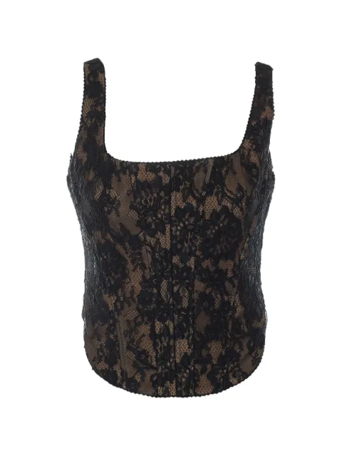 Self-Portrait top estilo corset de encaje negro