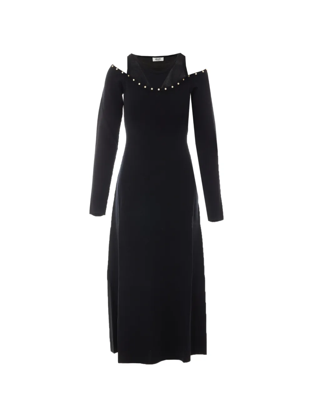 LIU JO rhinestone-embellished cold-shoulder dress - Nero