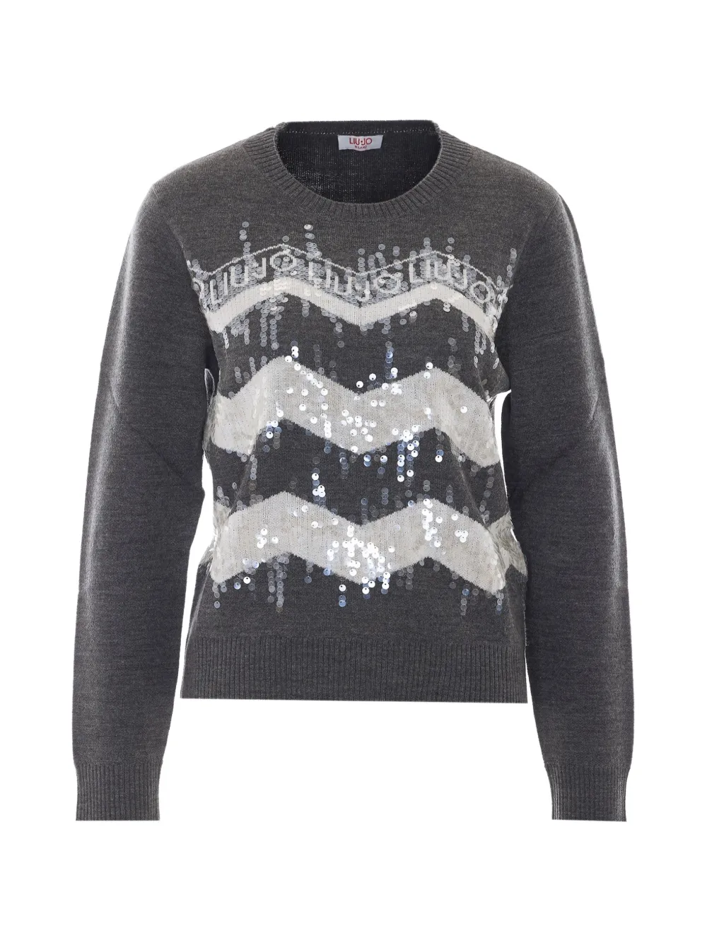 LIU JO sequin-embellished chevron-pattern sweater - Grigio