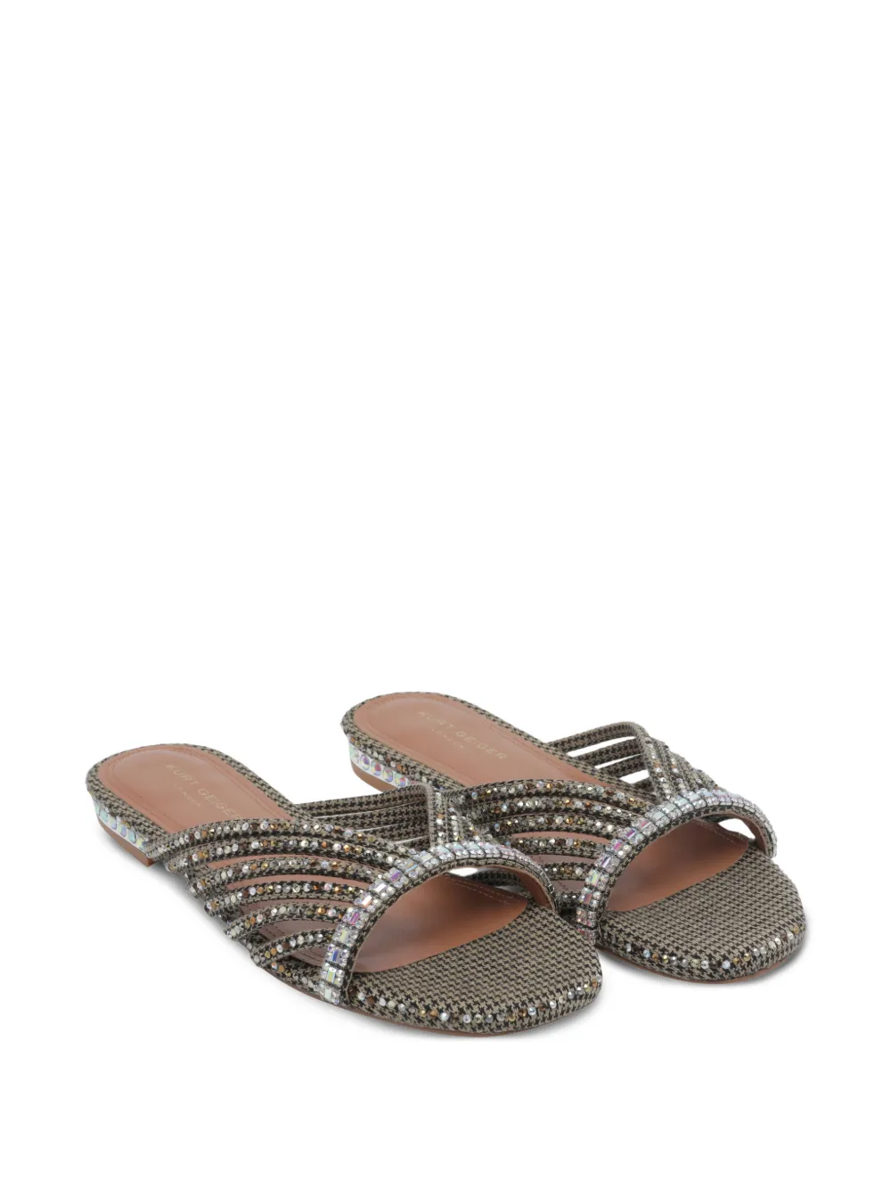 Kurt Geiger London crystal strap flat mules Beige