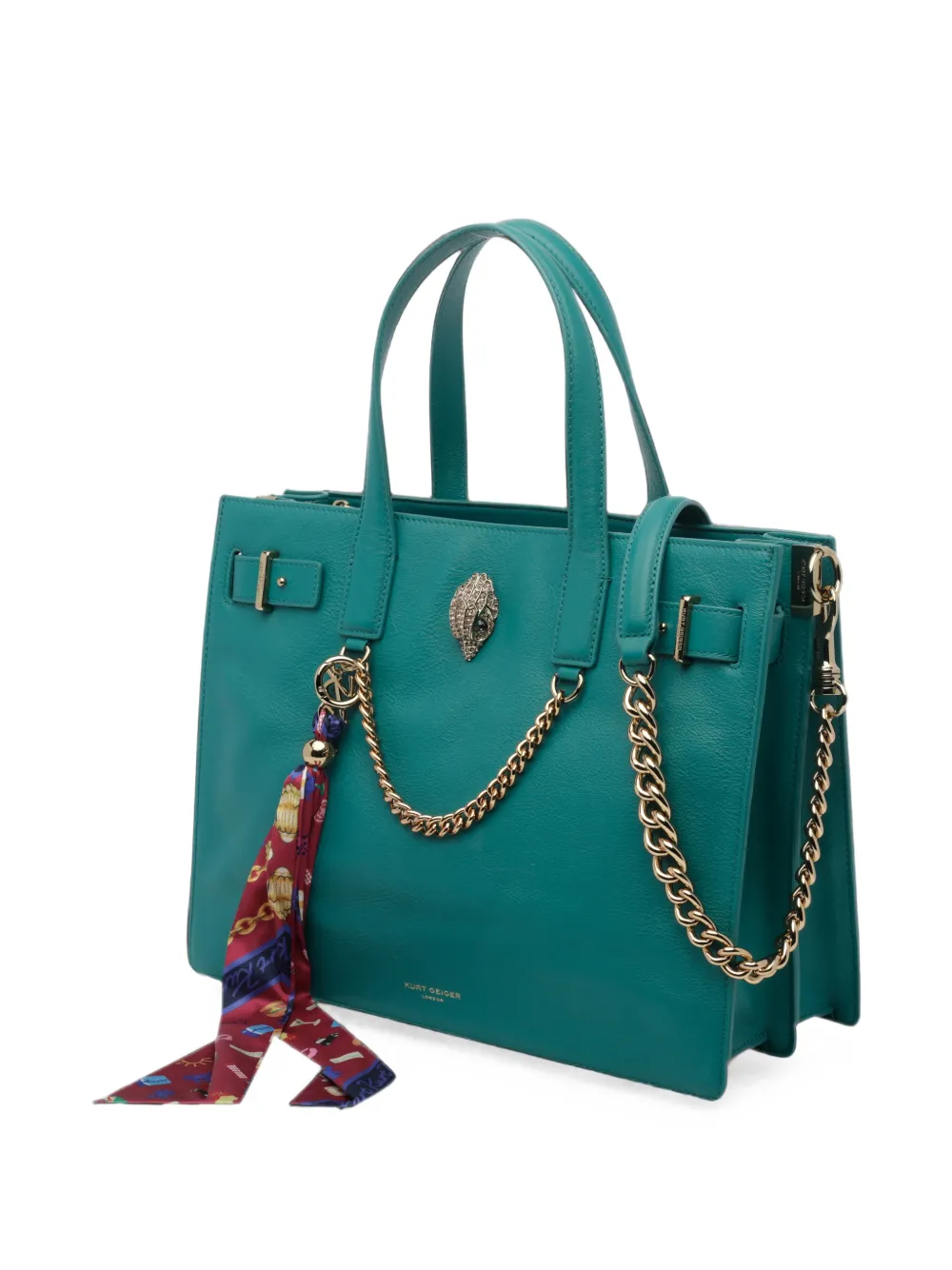 Kurt Geiger London Shopper met adelaar-plakkaat en sjaaldetail Groen