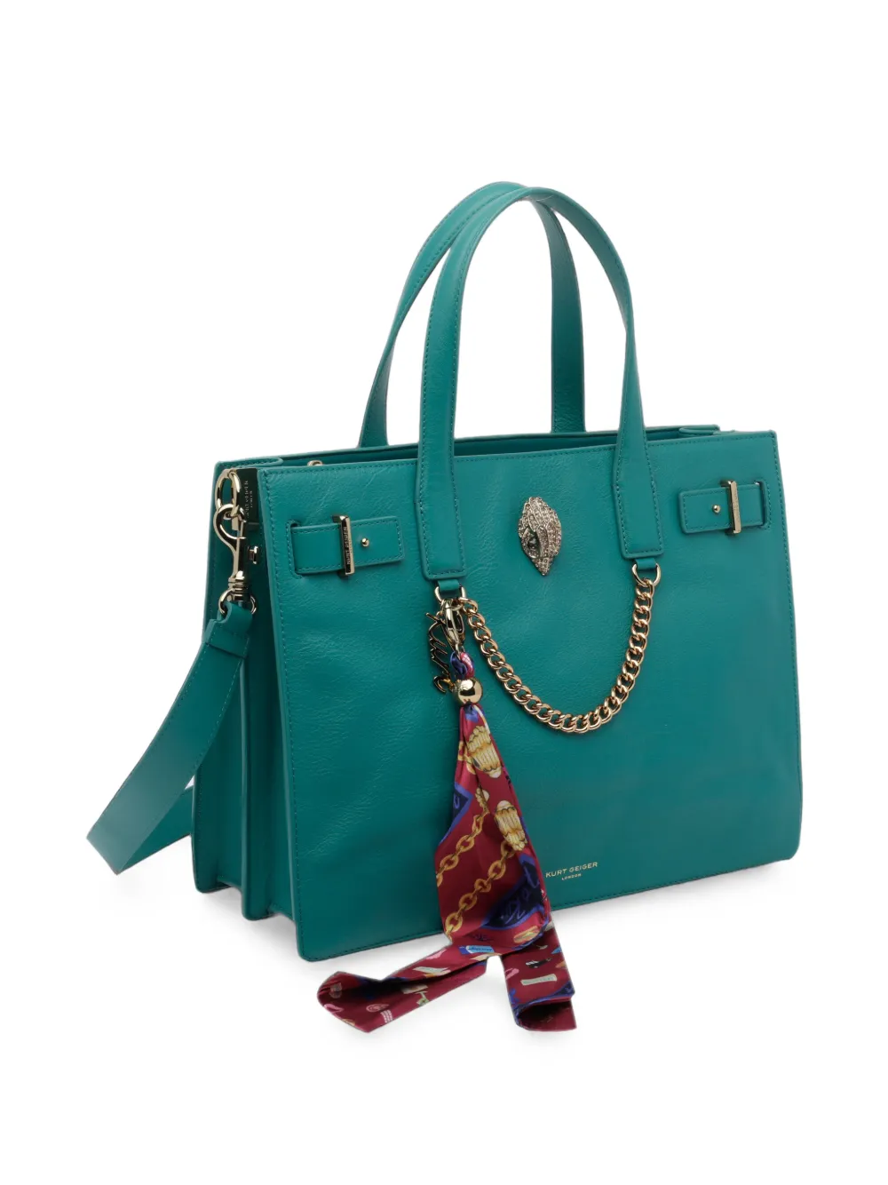 Kurt Geiger London Shopper met adelaar-plakkaat en sjaaldetail Groen