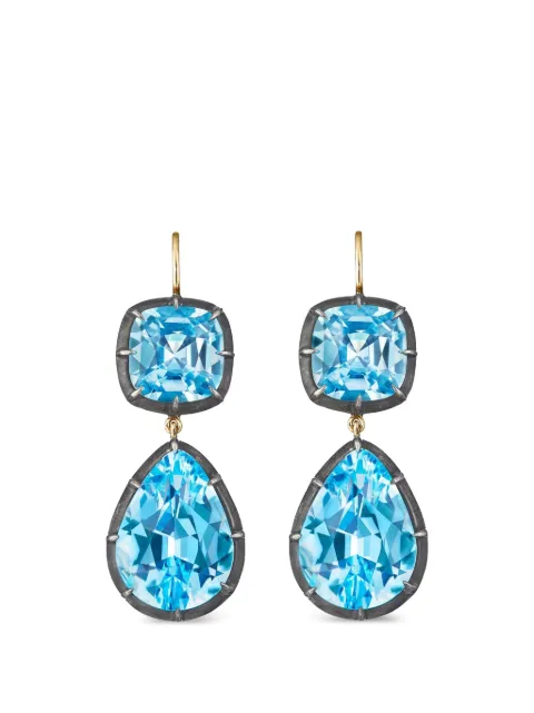 FRED LEIGHTON blue topaz collet drop earrings