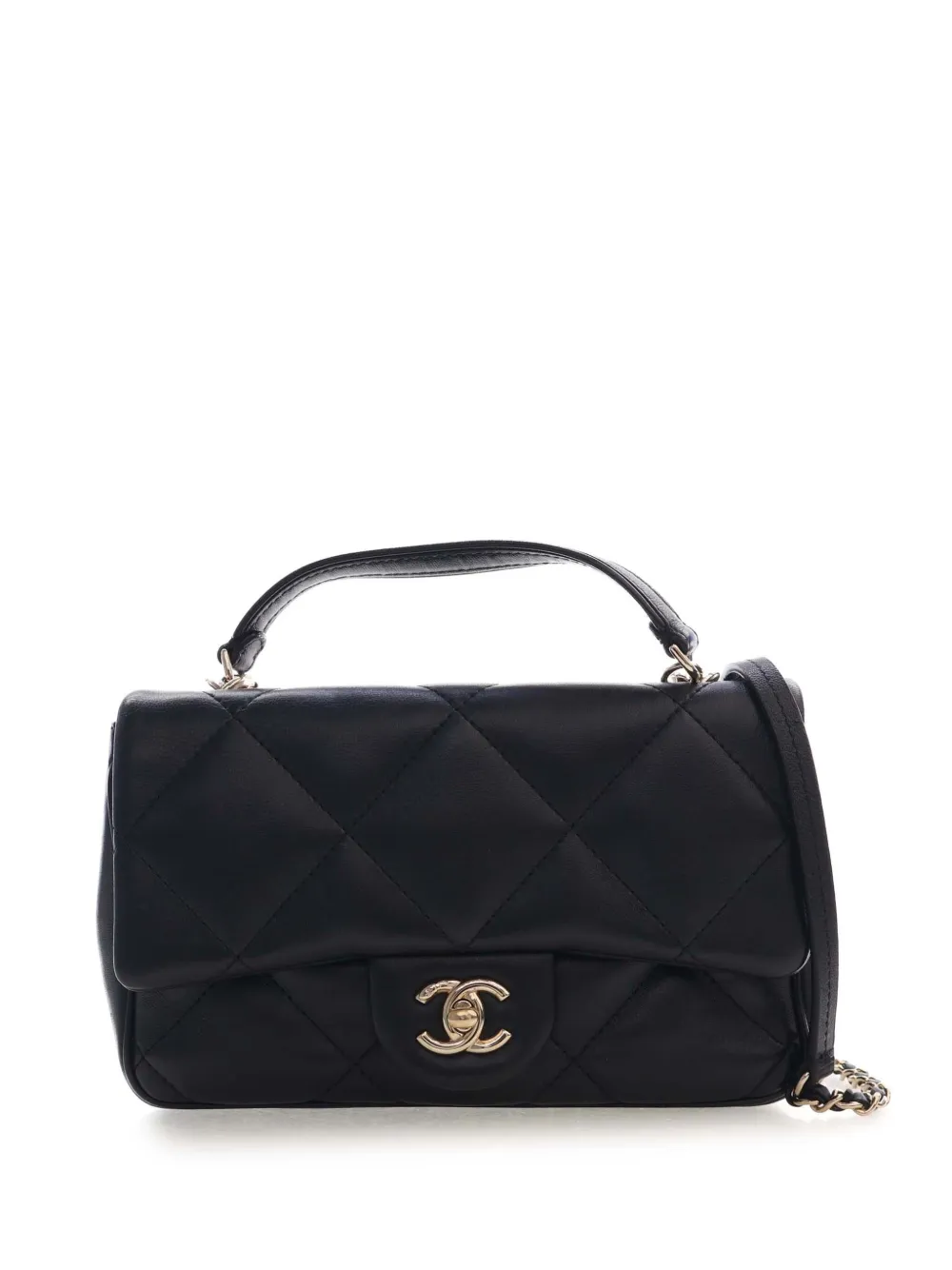 CHANEL Pre-Owned 2019 Small Quilted Lambskin Easy Carry Flap satchel - Nero
