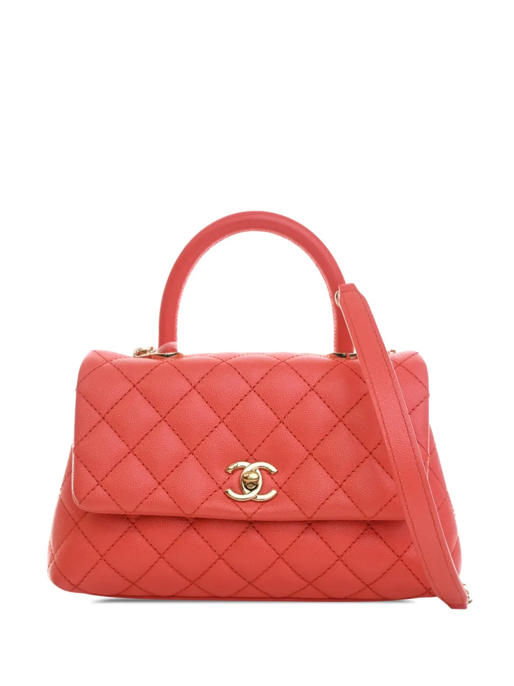 CHANEL Pre-Owned 2020 Mini Caviar Coco Top Handle Bag satchel - Arancione
