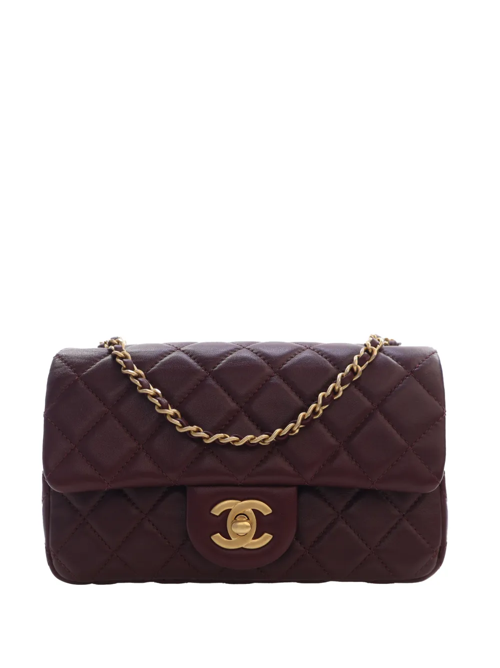 CHANEL Pre-Owned 2021-2026 Mini Rectangular Classic Lambskin Pearl Crush Single Flap crossbody bag - Rosso
