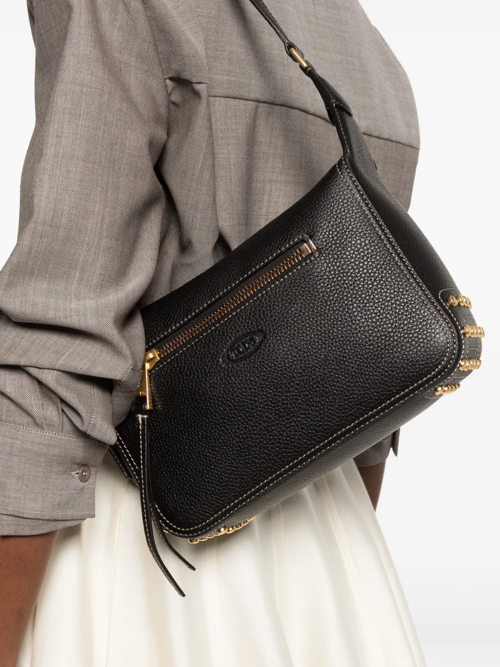 Tod's Gommino pebbled-leather shoulder bag Zwart