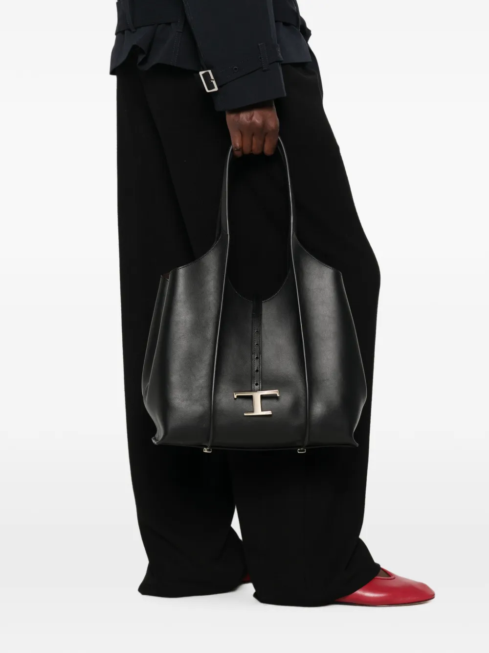 Tod's T Timeless leren shopper Zwart