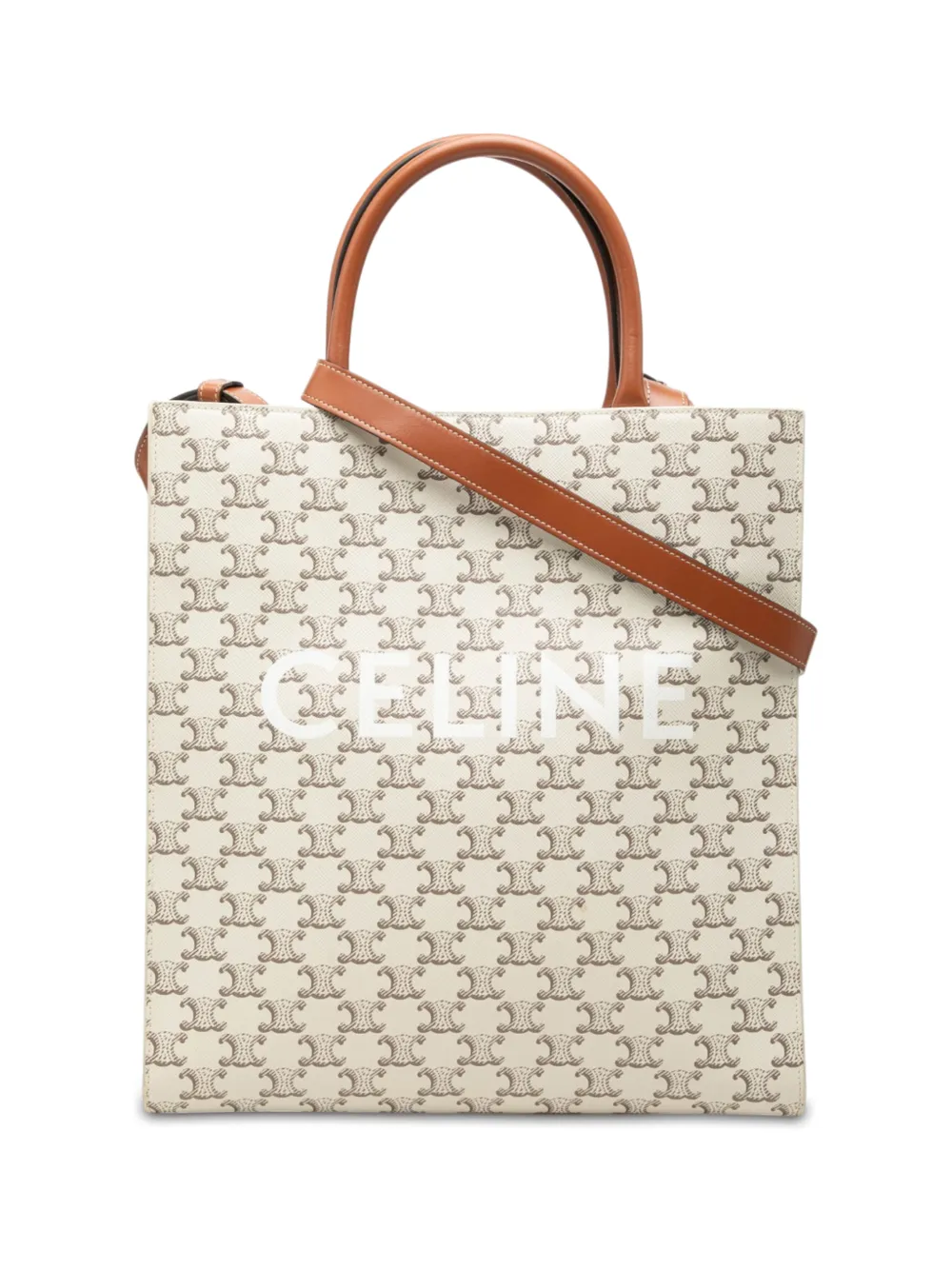 Celine Pre-Owned 2023 Medium Triomphe Coated Canvas Vertical Cabas Tote satchel - Weiß