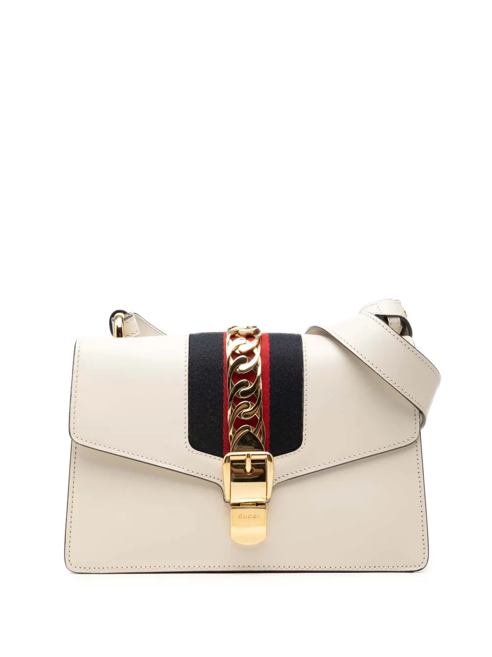 Gucci Pre-Owned 2000-2015 Small Calfskin Web Sylvie satchel - Bianco