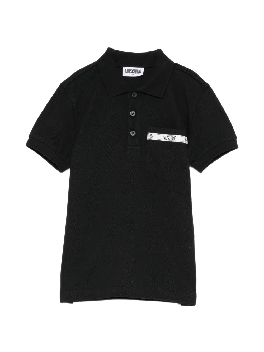 Moschino Kids logo-print piqué polo shirt - Nero