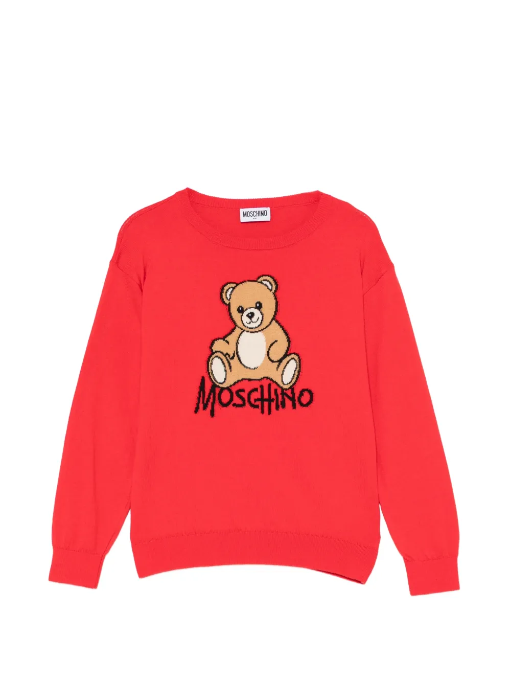 Moschino Kids Teddy Bear logo-intarsia sweater - Rosso