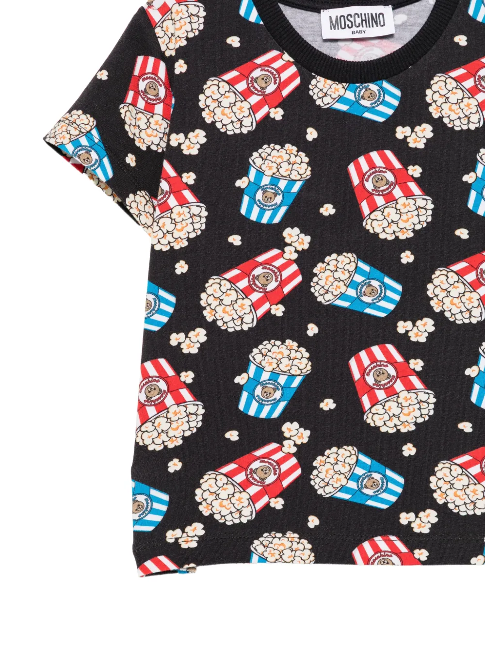 Moschino Kids T-shirt met popcorn-print Zwart