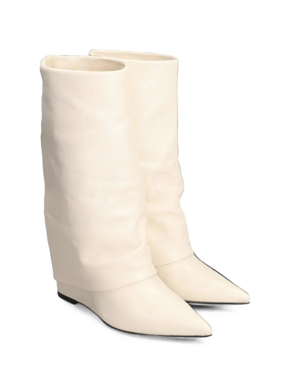 The Seller pointed-toe wedge leather boots Beige