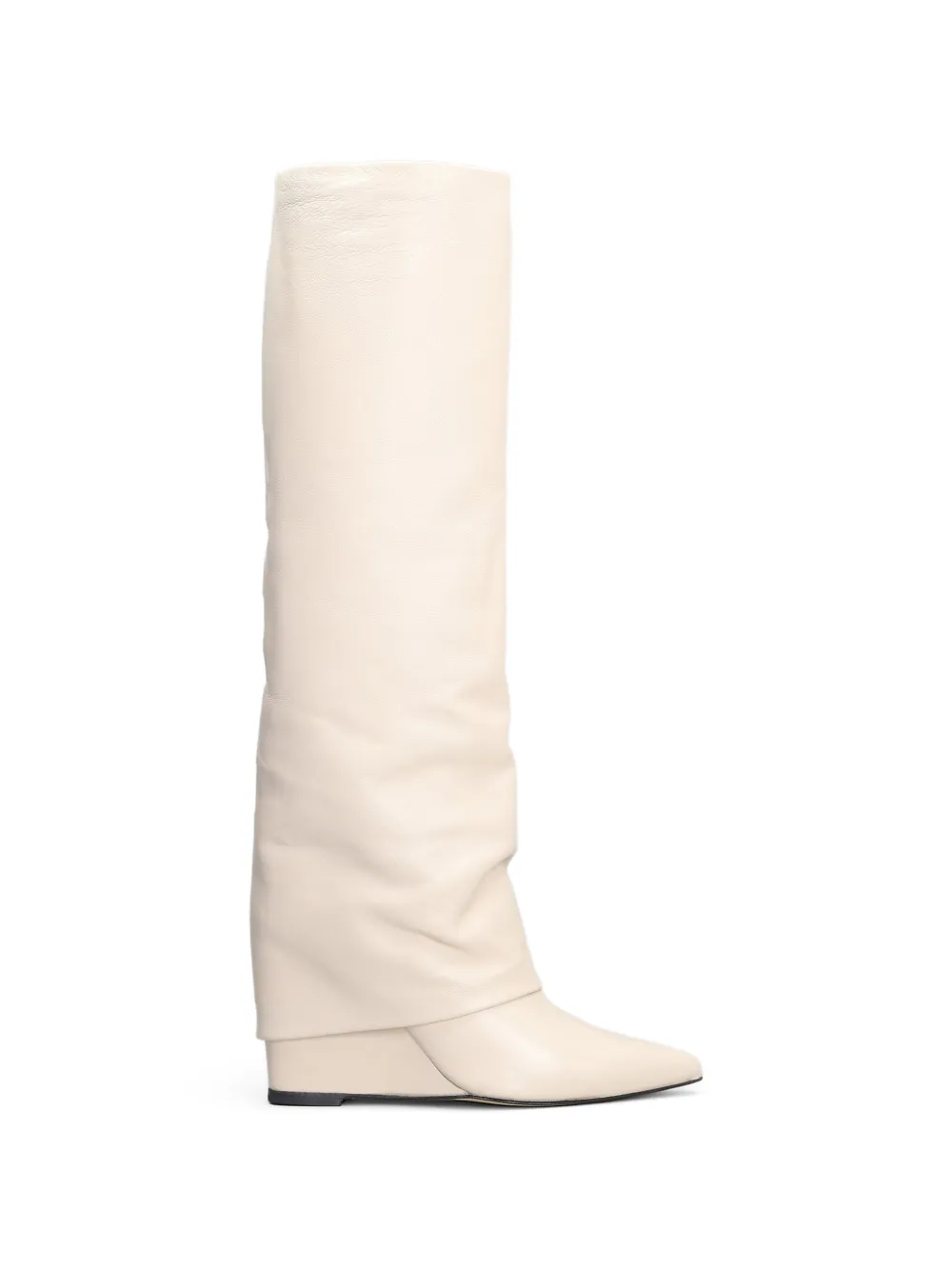 The Seller Leren laarzen met puntige neus en sleehak Beige