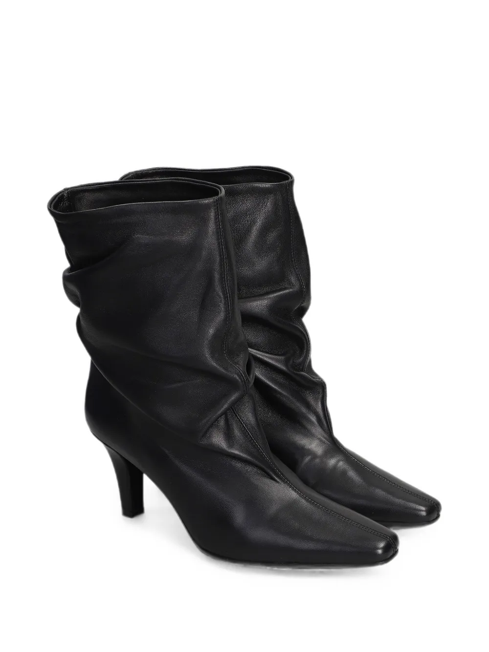 The Seller slouchy pointed-toe leather ankle boots Zwart