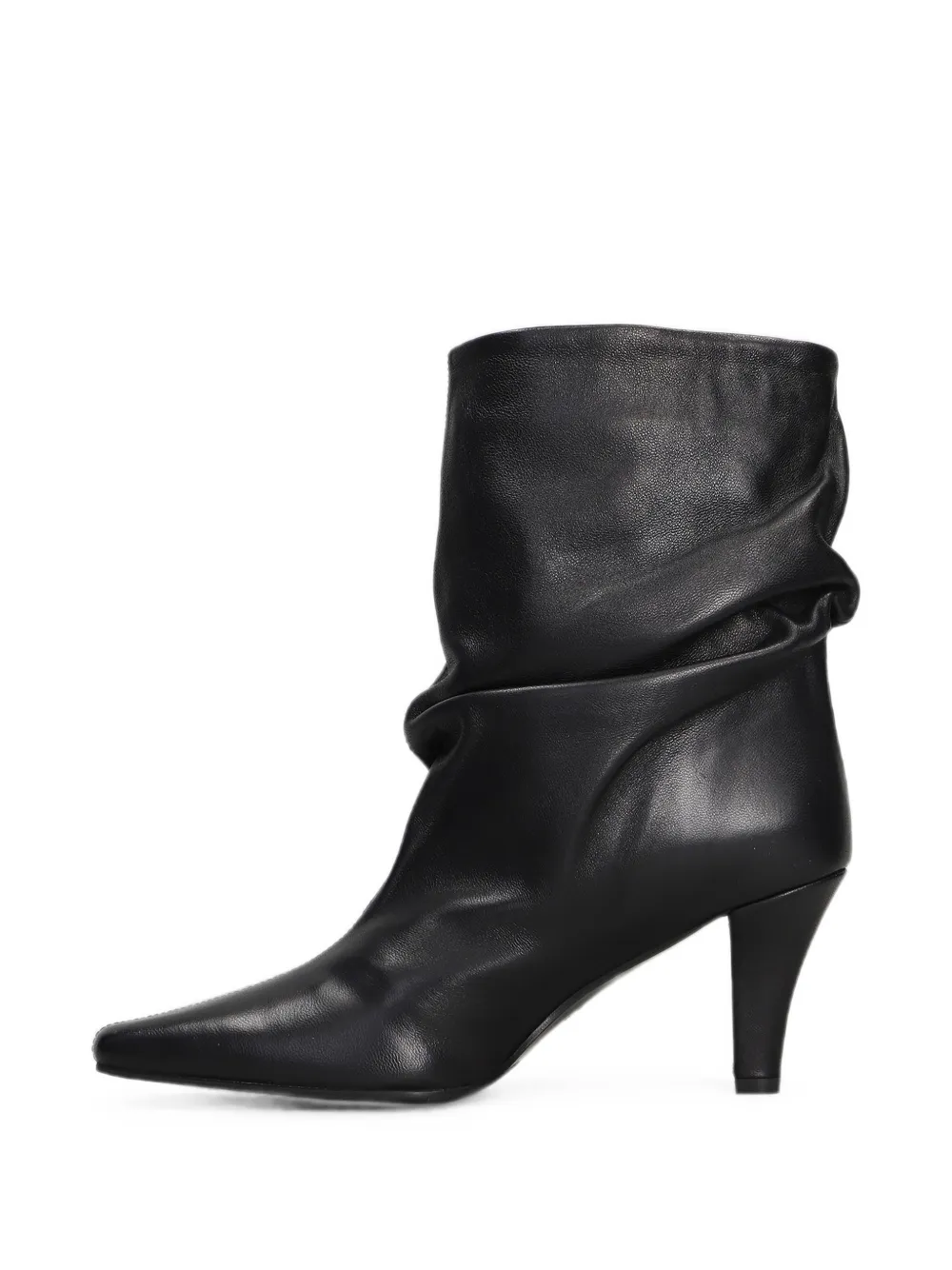 The Seller slouchy pointed-toe leather ankle boots Zwart