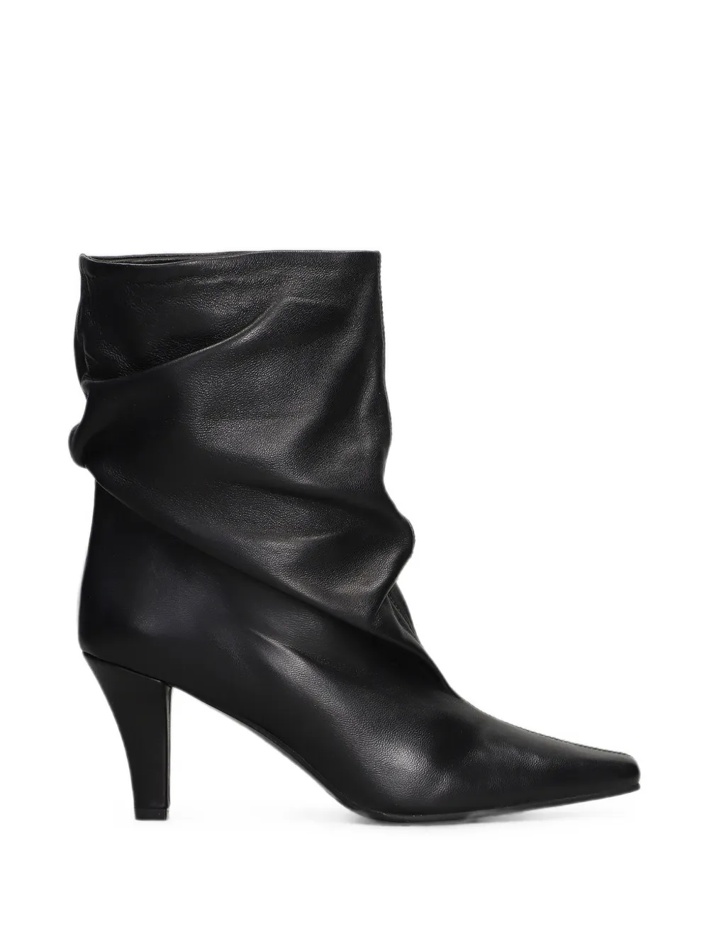 The Seller slouchy pointed-toe leather ankle boots Zwart