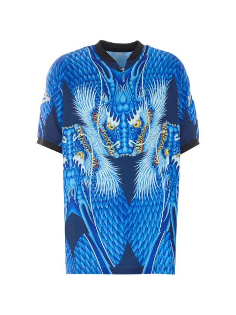 Y-3 blue satin graphic jersey